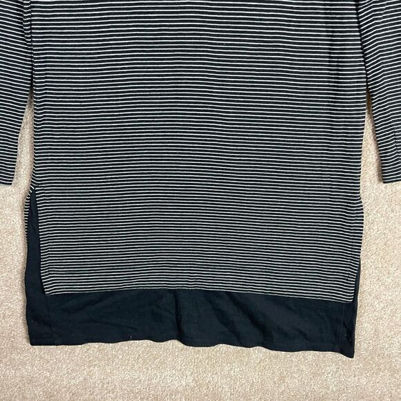J. Jill Tunic Dress Size Small Black Long Sleeve Stripe Pullover Knit Cotton - Picture 3 of 9